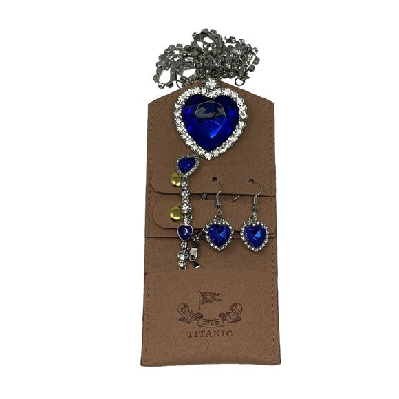 Titanic Heart of the Ocean Jewelry Set Necklace, Earrings & Bracelet, Organizer - Picture 9 of 11